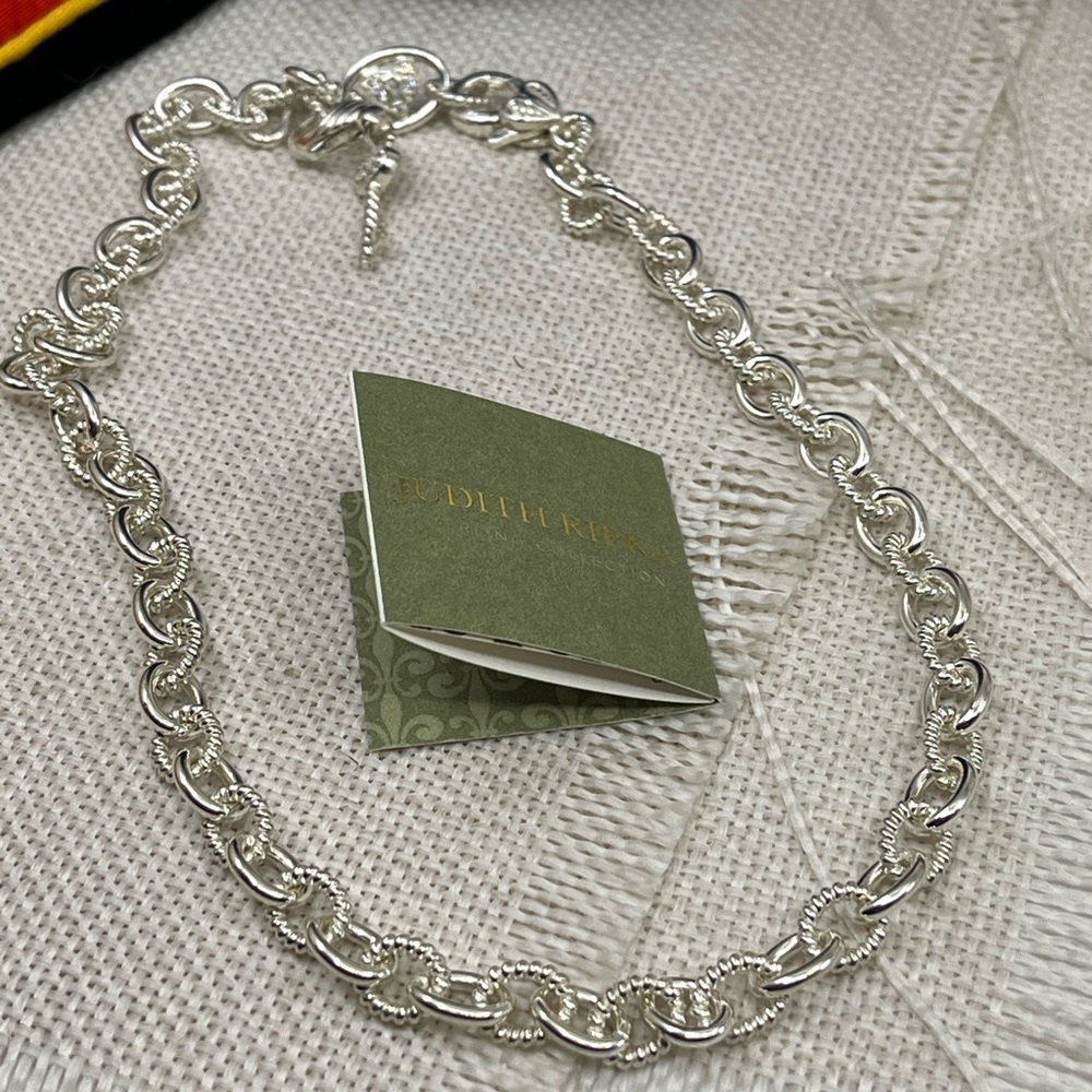 💎 Vintage Judith Ripka Sterling Silver Heart & Key Statement Necklace w/Box Cer - Picture 11 of 16